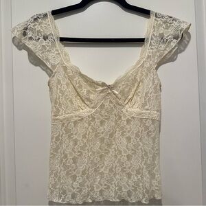 Small Creme White Lace Top